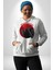 Cadılar Bayramı Kuşu Kadın Erkek Baskılı Üç Iplik Beyaz Kapüşonlu Hodie Sweatshirt 3