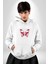 Rock Tarzı Kelebek Sokak Tarzı Kadın Erkek Baskılı Üç Iplik Beyaz Kapüşonlu Hodie Sweatshirt 3