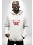 Rock Tarzı Kelebek Sokak Tarzı Kadın Erkek Baskılı Üç Iplik Beyaz Kapüşonlu Hodie Sweatshirt 4