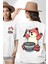 Noodle Yiyen Tatlı Kaplan Kadın Erkek Ön Minimal Sırt Baskılı Beyaz Pamuklu Tişört 1