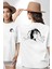 Elio ve Oliver Çizim Kadın Erkek Ön Minimal Sırt Baskılı Beyaz Pamuklu Tişört 1
