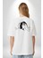 Elio ve Oliver Çizim Kadın Erkek Ön Minimal Sırt Baskılı Beyaz Pamuklu Tişört 5