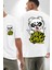 Havalı Panda Limit Yok Kadın Erkek Ön Minimal Sırt Baskılı Beyaz Pamuklu Tişört 1