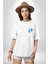 Dünya Tekno Sokak Tarzı Kadın Erkek Ön Minimal Sırt Baskılı Beyaz Pamuklu Tişört 3