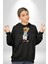 Havalı Iş Adamı Oyuncak Ayı Kadın Erkek Baskılı Üç Iplik Siyah Kapüşonlu Hodie Sweatshirt 3