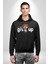 Kaplan Asla Pes Etme Kadın Erkek Baskılı Üç Iplik Siyah Kapüşonlu Hodie Sweatshirt 3