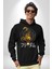 Koi Balığı Japon Efsanesi Kadın Erkek Baskılı Üç Iplik Siyah Kapüşonlu Hodie Sweatshirt 5