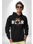 Kükreyen Kaplan Roar Kadın Erkek Baskılı Üç Iplik Siyah Kapüşonlu Hodie Sweatshirt 3