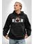 Kükreyen Kaplan Roar Kadın Erkek Baskılı Üç Iplik Siyah Kapüşonlu Hodie Sweatshirt 5