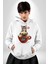 Kupa Içinde Tatlı Kedi ve Köpek Kadın Erkek Baskılı Üç Iplik Beyaz Kapüşonlu Hodie Sweatshirt 3