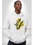 Modern Çiçek Tasarımı Kadın Erkek Baskılı Üç Iplik Beyaz Kapüşonlu Hodie Sweatshirt 3
