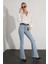 Kadın Kar Mavi Ispanyol Paça Kot Pantolon Flare Jeans ( Yüksek Bel ) 1