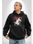 Barış Güvercini Old School Kadın Erkek Baskılı Üç Iplik Siyah Kapüşonlu Hodie Sweatshirt 2