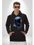 Astronot Uzay Space x Kadın Erkek Baskılı Üç Iplik Siyah Kapüşonlu Hodie Sweatshirt 3