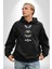 Kelebek Oluşumu Kozadan Kelebeğe Kadın Erkek Baskılı Üç Iplik Siyah Kapüşonlu Hodie Sweatshirt 1