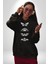 Kelebek Oluşumu Kozadan Kelebeğe Kadın Erkek Baskılı Üç Iplik Siyah Kapüşonlu Hodie Sweatshirt 4