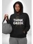 Yunan Gibi Düşün Modern Sanat Kadın Erkek Baskılı Üç Iplik Siyah Kapüşonlu Hodie Sweatshirt 2