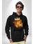 Kendin Ol Taçlı Aslan Cimbom Kadın Erkek Baskılı Üç Iplik Siyah Kapüşonlu Hodie Sweatshirt 4