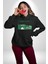 Çift Ayar Yeşil Tonları Köy Evleri Kadın Erkek Baskılı Üç Iplik Siyah Kapüşonlu Hodie Sweatshirt 1