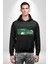 Çift Ayar Yeşil Tonları Köy Evleri Kadın Erkek Baskılı Üç Iplik Siyah Kapüşonlu Hodie Sweatshirt 3