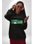 Çift Ayar Yeşil Tonları Köy Evleri Kadın Erkek Baskılı Üç Iplik Siyah Kapüşonlu Hodie Sweatshirt 5