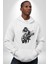 Rock N Rollcu Tarz Adam Kadın Erkek Baskılı Üç Iplik Beyaz Kapüşonlu Hodie Sweatshirt 3