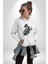 Rock N Rollcu Tarz Adam Kadın Erkek Baskılı Üç Iplik Beyaz Kapüşonlu Hodie Sweatshirt 4
