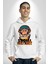 Sosyal Çılgın Dj Maymun Kadın Erkek Baskılı Üç Iplik Beyaz Kapüşonlu Hodie Sweatshirt 3