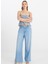 Yüksek Bel Geniş Paça Geniş Fit Mavi Kadın Denim Pantolon W2HD205280F09-WORLD Wide Jean Panto 1