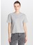 Bisiklet Yaka Gri Melanj Kadın T-Shirt W251030536-RELAXED Fit Mid Logo T-S 3