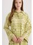 Relax Fit Desenliı Keten Karışımlı Uzun Kollu Tesettür Gömlek Tunik D8184AX25SP 1