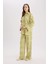 Relax Fit Desenliı Keten Karışımlı Uzun Kollu Tesettür Gömlek Tunik D8184AX25SP 2