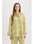Relax Fit Desenliı Keten Karışımlı Uzun Kollu Tesettür Gömlek Tunik D8184AX25SP 3