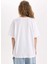 Oversize Geniş Kalıp Basic Düz Bisiklet Yaka Kısa Kollu Beyaz Tişört V4136AZ25SM 5