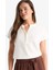 Regular Fit Apaş Yaka Flamlı Pamuk Kısa Kollu Bluz F1635AX25SM 1