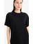 Regular Fit Bisiklet Yaka Basic Düz Kısa Kollu Siyah Tunik Tişört A8351AX25SP 4