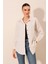 Krem Düz Oversize Uzun Basic Gömlek 3900 3