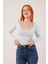 Geniş Yaka Bebe Mavisi Basic Body Bluz 1