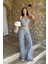 Vesna Keten Çizgili Crop Takım 9806-0025 1