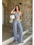 Vesna Keten Çizgili Crop Takım 9806-0025 2