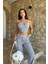 Vesna Keten Çizgili Crop Takım 9806-0025 5