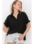 Siyah Oversize Polo Yaka Örme Bluz 0486 2