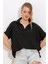 Siyah Oversize Polo Yaka Örme Bluz 0486 3