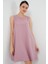 2444 Mini Keten Elbise - Pembe 2
