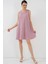 2444 Mini Keten Elbise - Pembe 3
