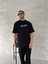 Ön ve Arka Baskılı Oversize Bisiklet Yaka T-Shirt- Siyah 1