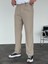 Erkek Baggy Fit Pileli Kumaş Pantolon Bej 1