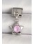 316L Çelik Gümüş Renk Pembe Zirkon Taşlı Yıldız Model Nomination Charm 1