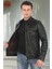 Hakiki Kuzu Derisi Ceket Siyah Biker Mont Kapitone Kollu Slim Fit El Yapımı Derimont 5