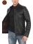 Hakiki Kuzu Derisi Ceket Siyah Biker Mont Kapitone Kollu Slim Fit El Yapımı Derimont 3